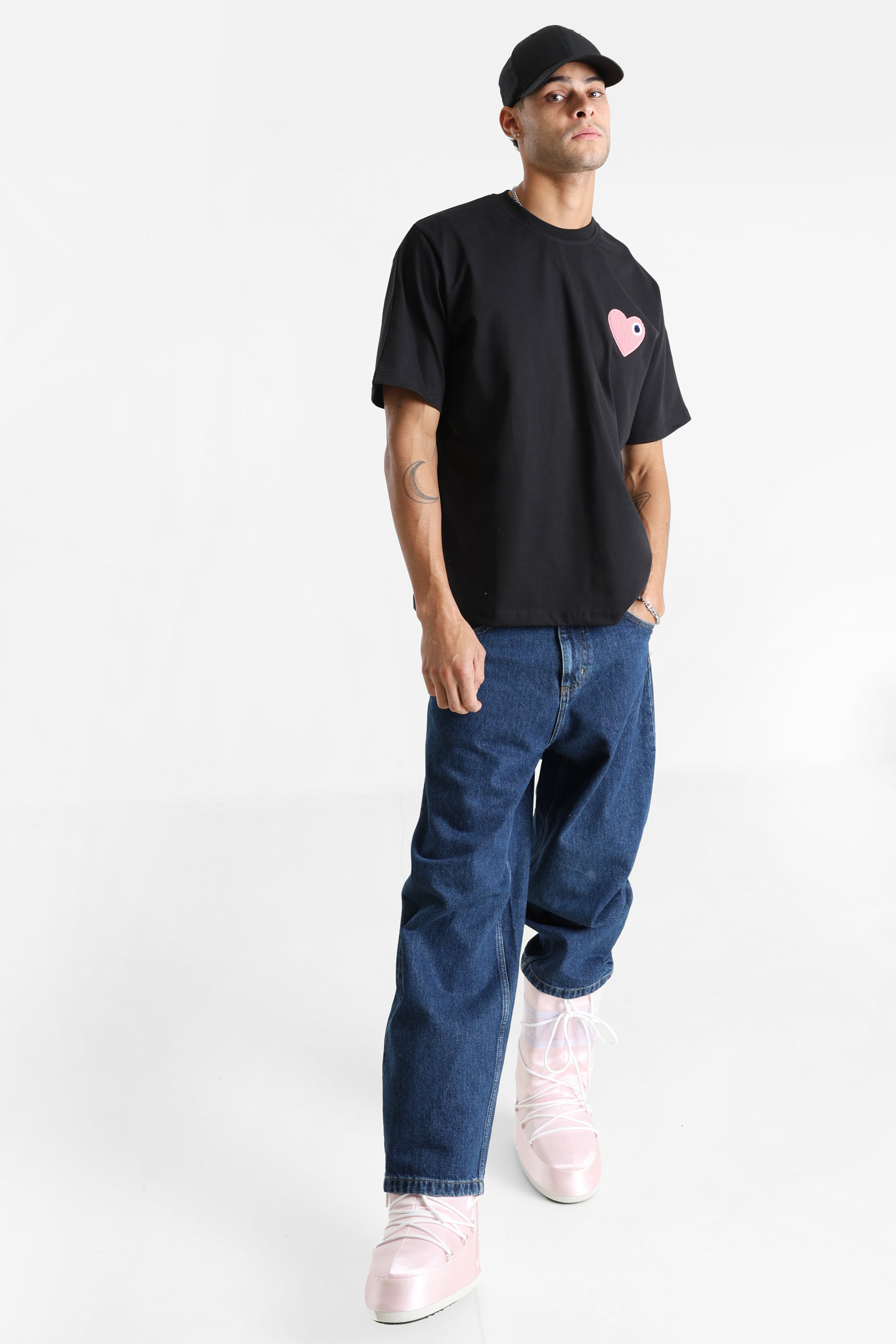 Maglietta Heart - Nero + Rosa