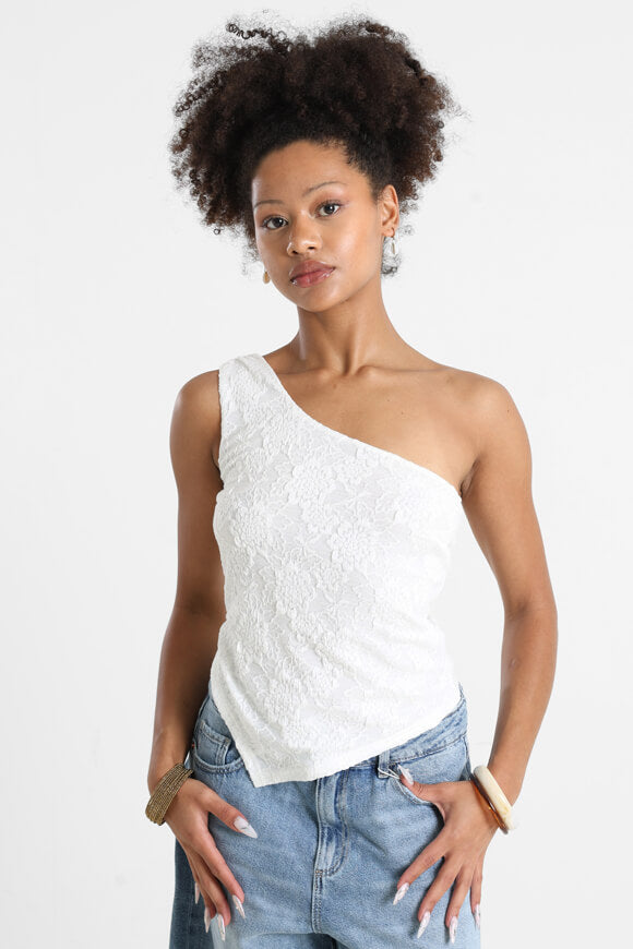 Top monospalla strutturato - Bianco sporco