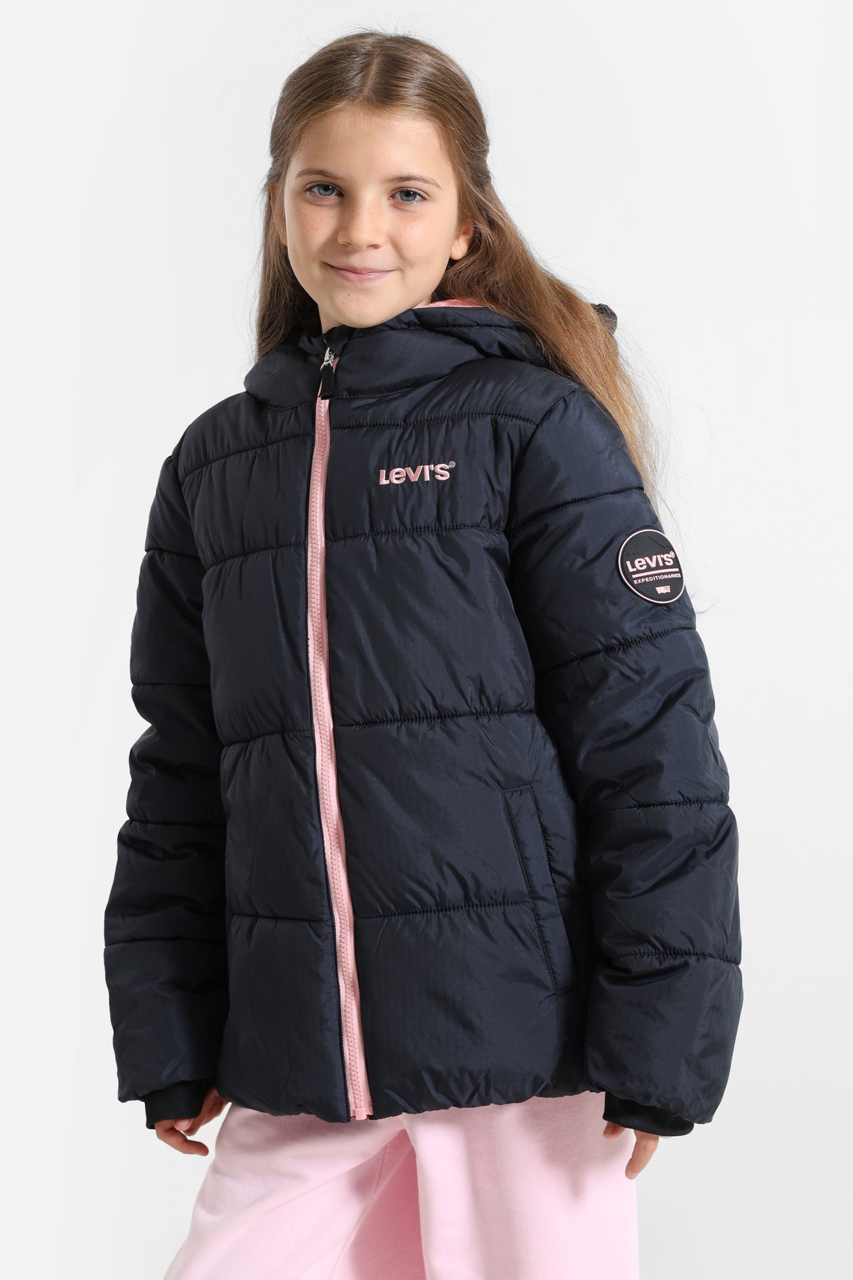 Pufferjacke - Dark Navy + Pink