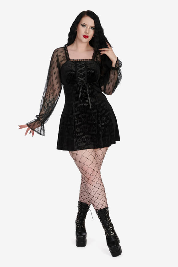 Miniabito in velluto Bloodlettering - Nero