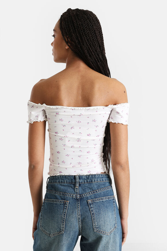 Camicia Off Shoulder Crop - Crema