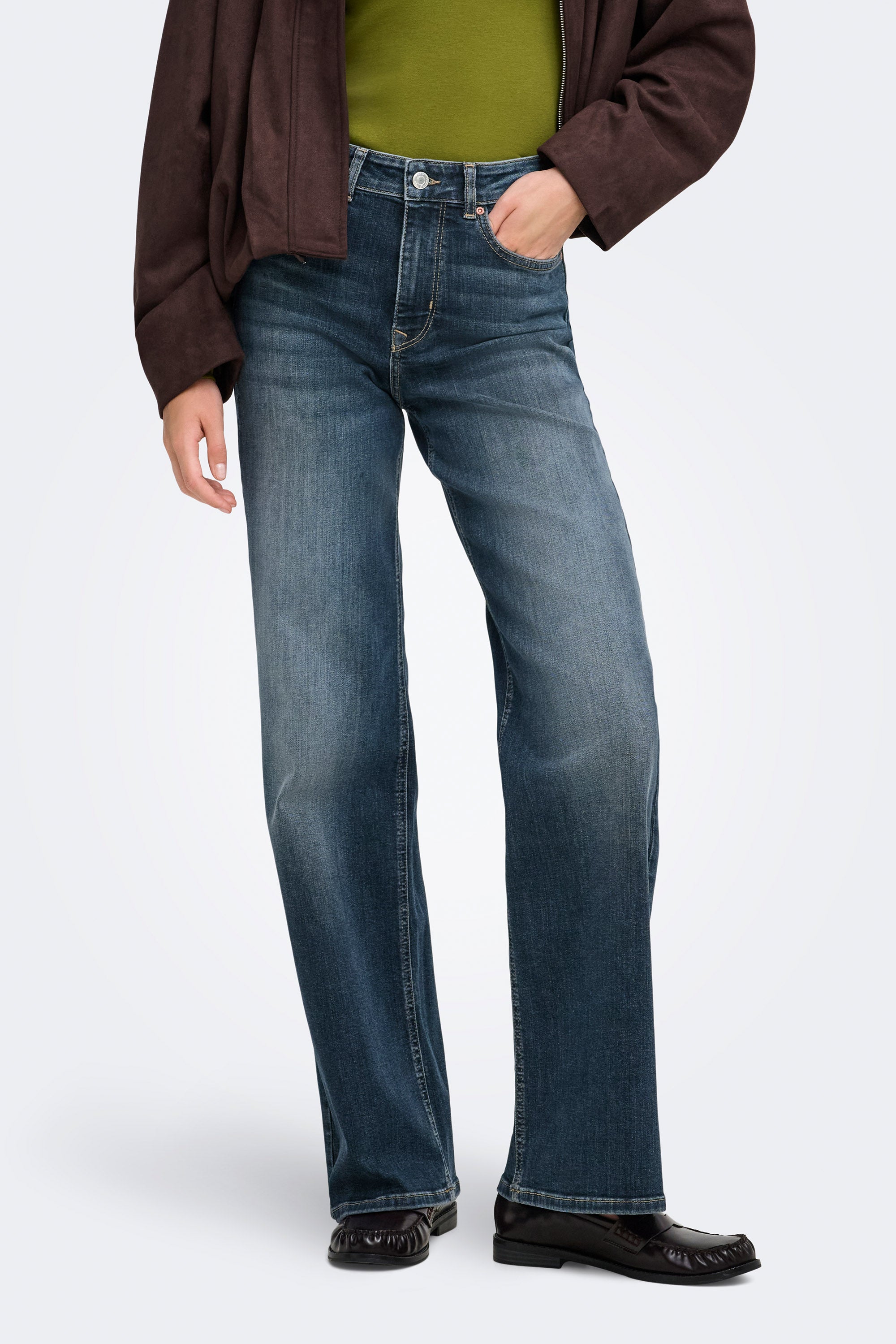 Madison Blush Wide Leg Jeans L32 - Dark Blue Denim