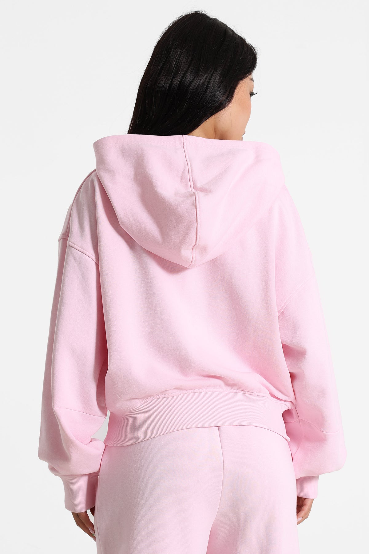 Sweat zippé à capuchon - Rose