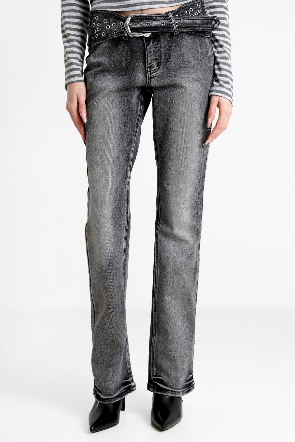 Bootcut Jeans - Gewaschen Schwarz