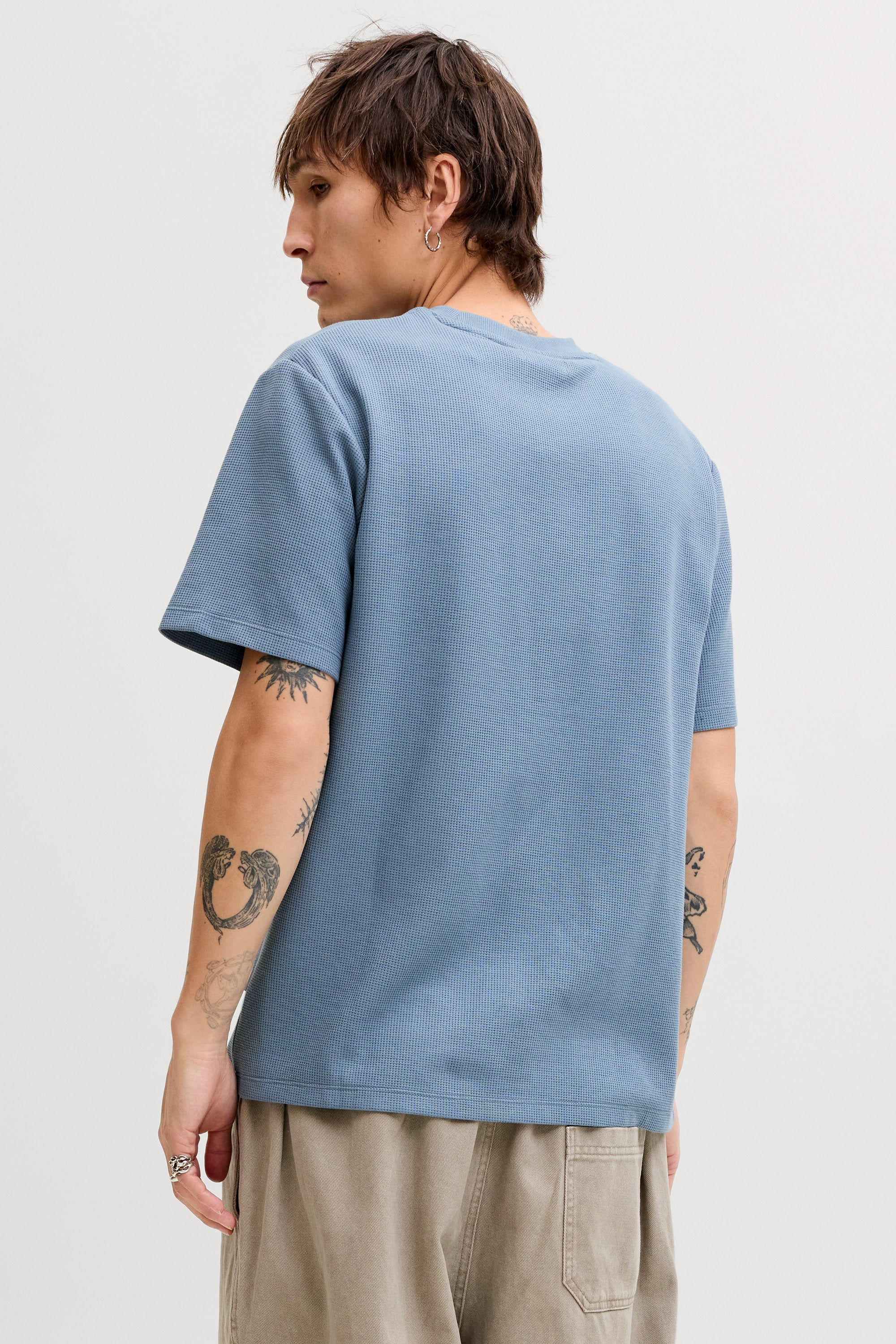 JJEAUSTIN T-Shirt mit Waffelstruktur - Blue Mirage