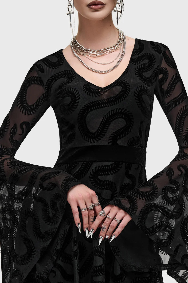 Serpentes mini robe en mesh - Black