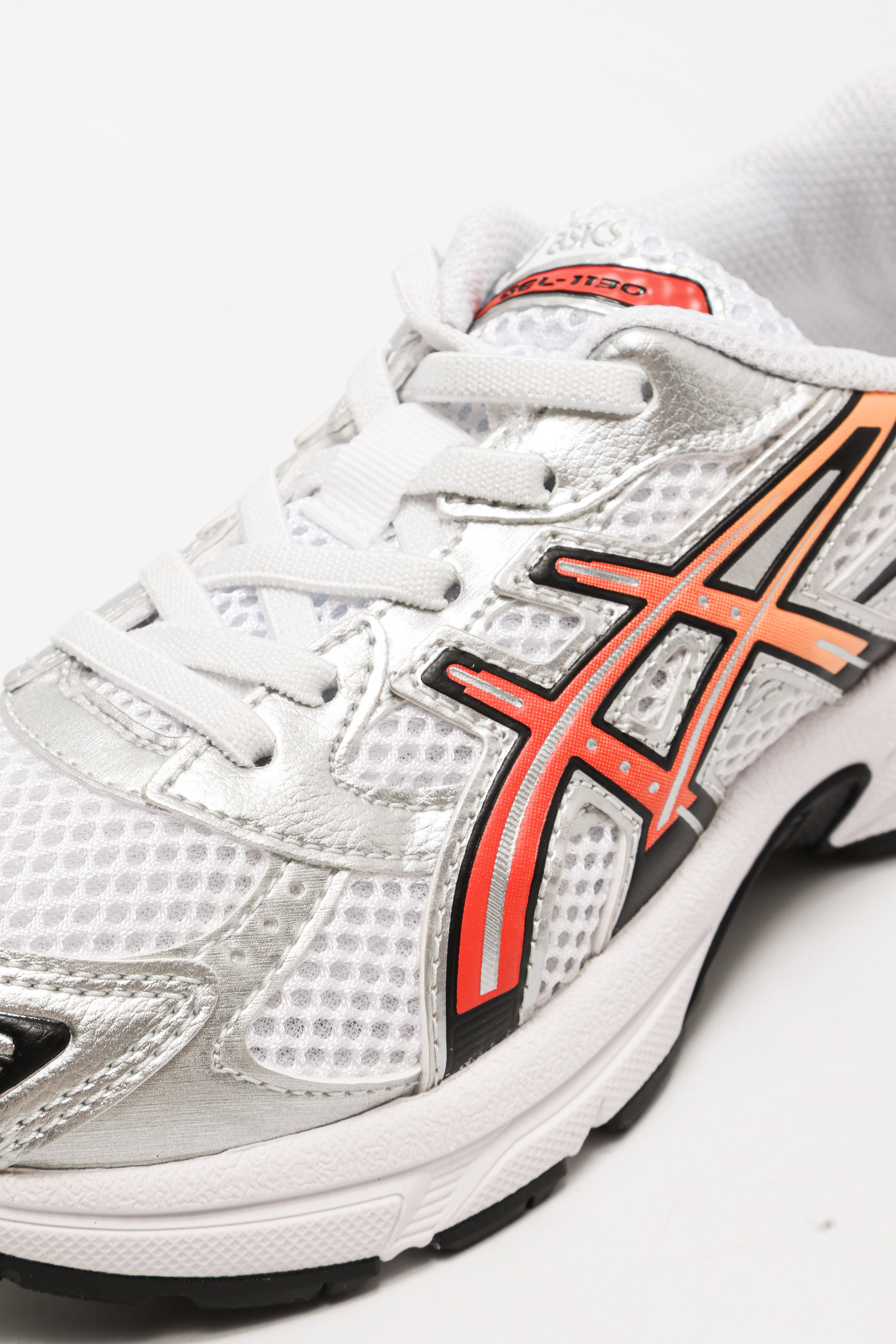 GEL-1130 Kids Sneaker - White + Silver + Red Snapper