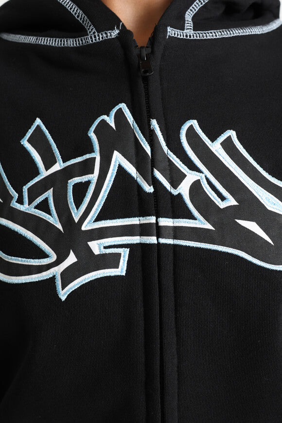 Oversize Kapuzensweatjacke - Schwarz