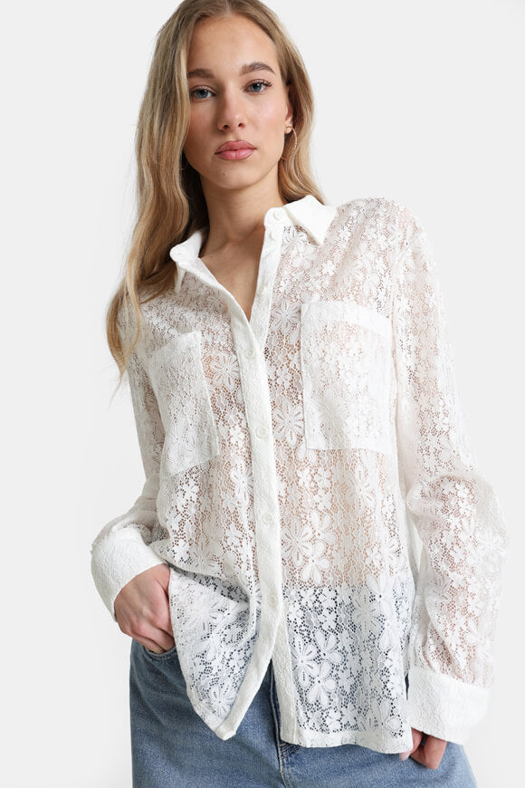PCSCOUT Chemise oversize en dentelle - Cloud Dancer