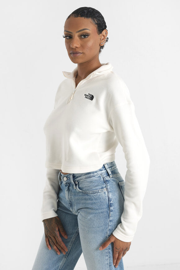 Crop Fleece Sweater - White Dune