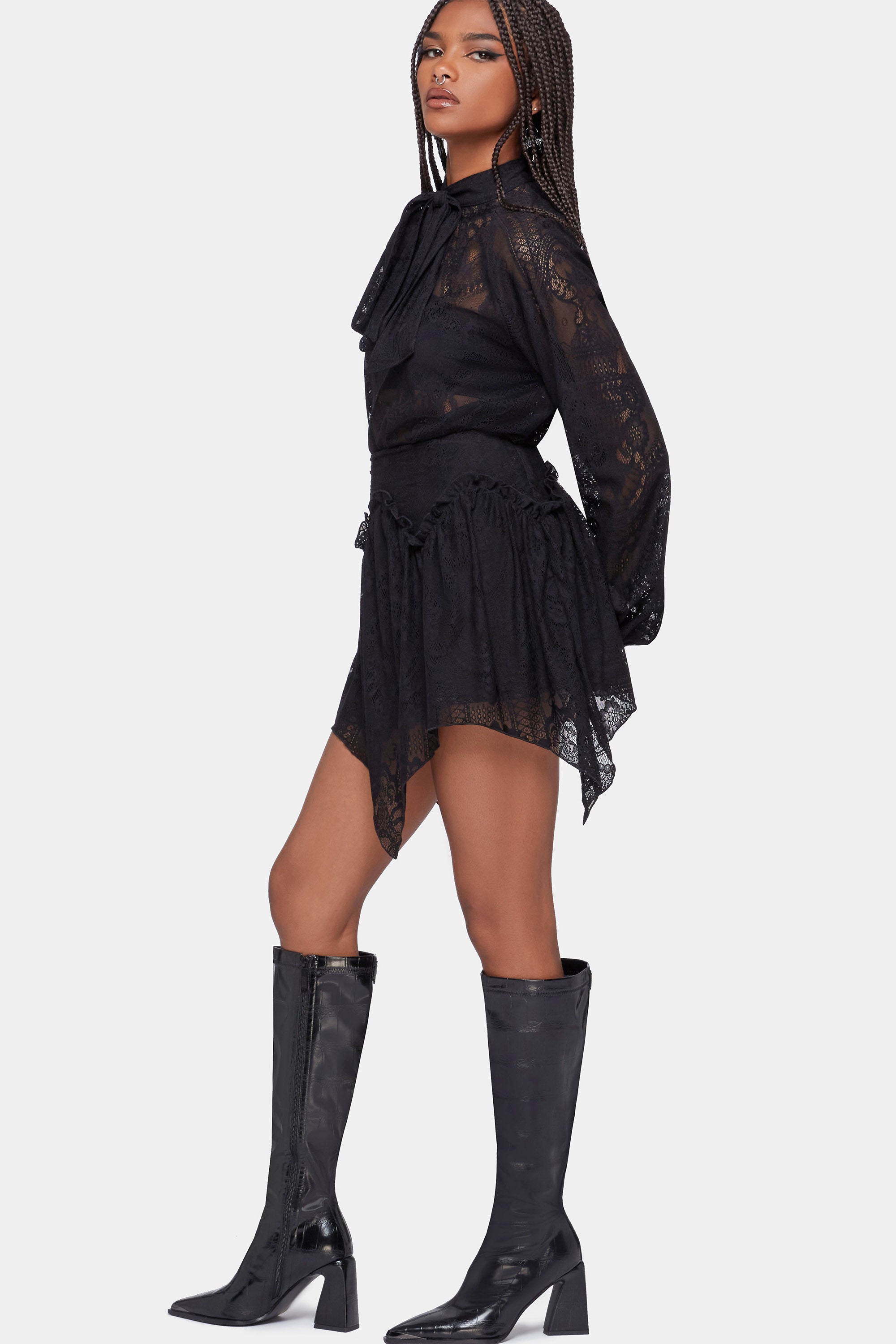 Wicked Waltz mini jupe en dentelle - Black