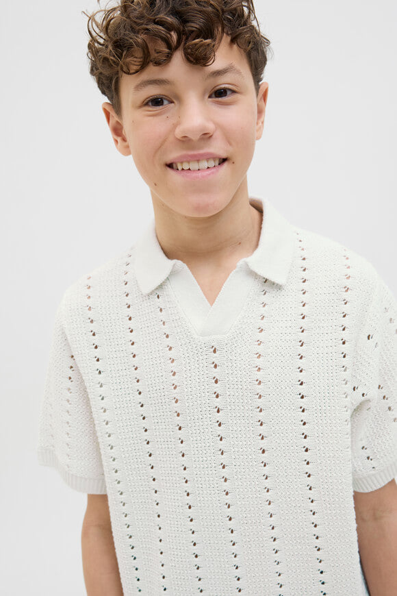 JORPAROS knitted polo shirt - Sea Salt