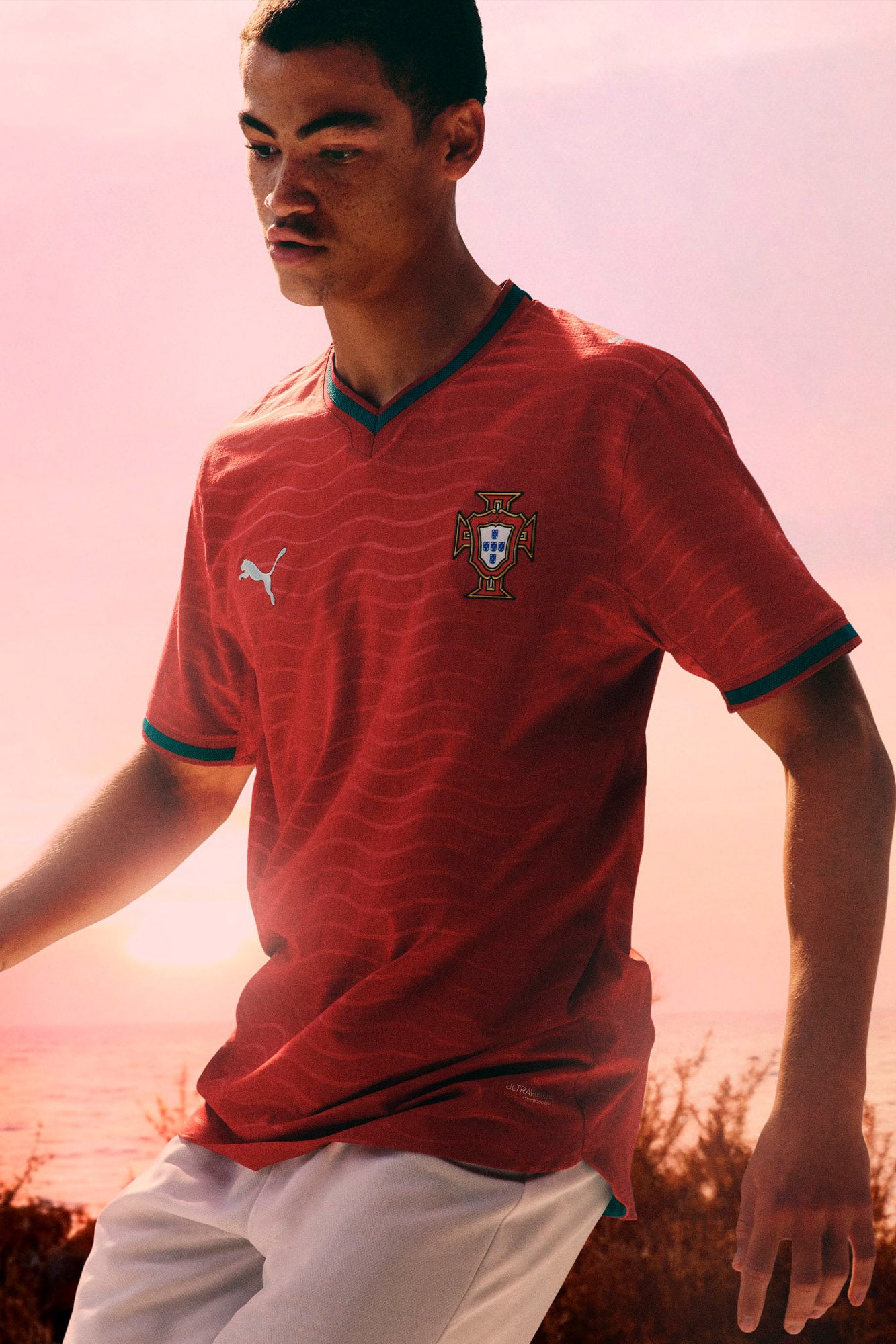 Home Portugal 2026 Mesh T-Shirt - Red + Green Lagoon