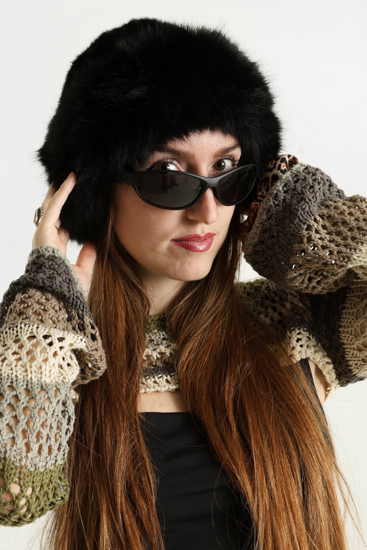 Chapeau en fourrure synthétique - Black