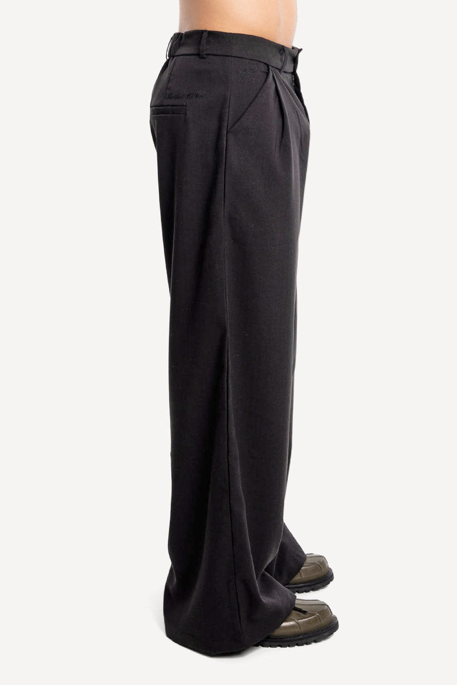 Pleated pantalon en tissu - Black