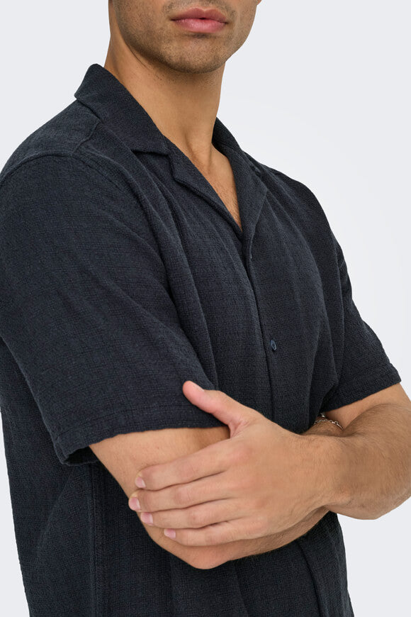 ONSLATHAM linen shirt - Dark Navy