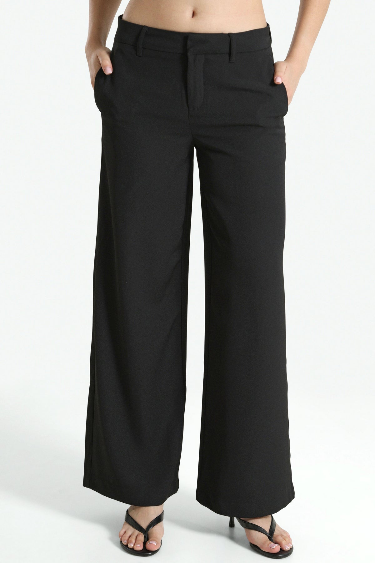Pantalon wide leg en tissu - Noir