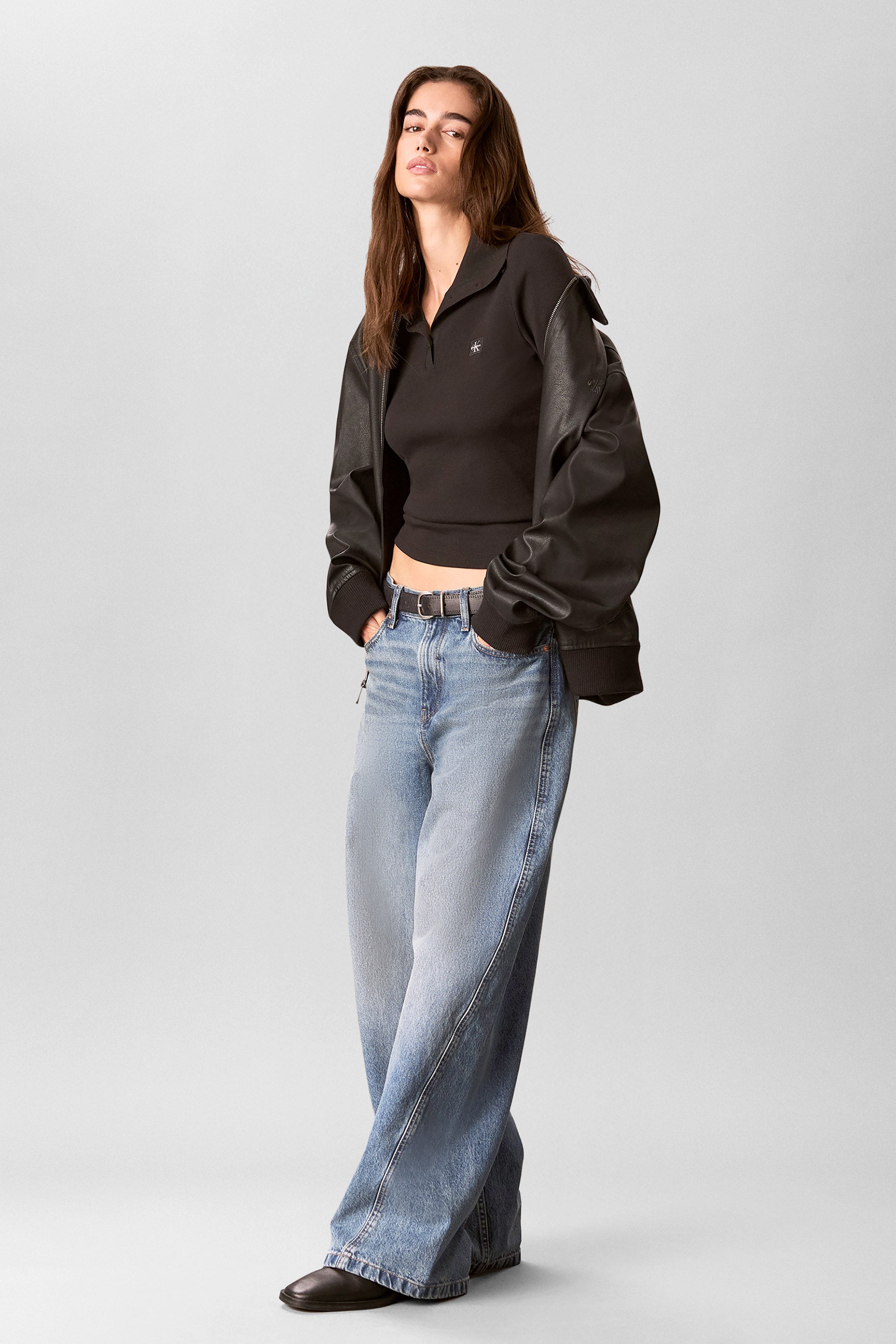 Shirt côtelé manches longues - Black