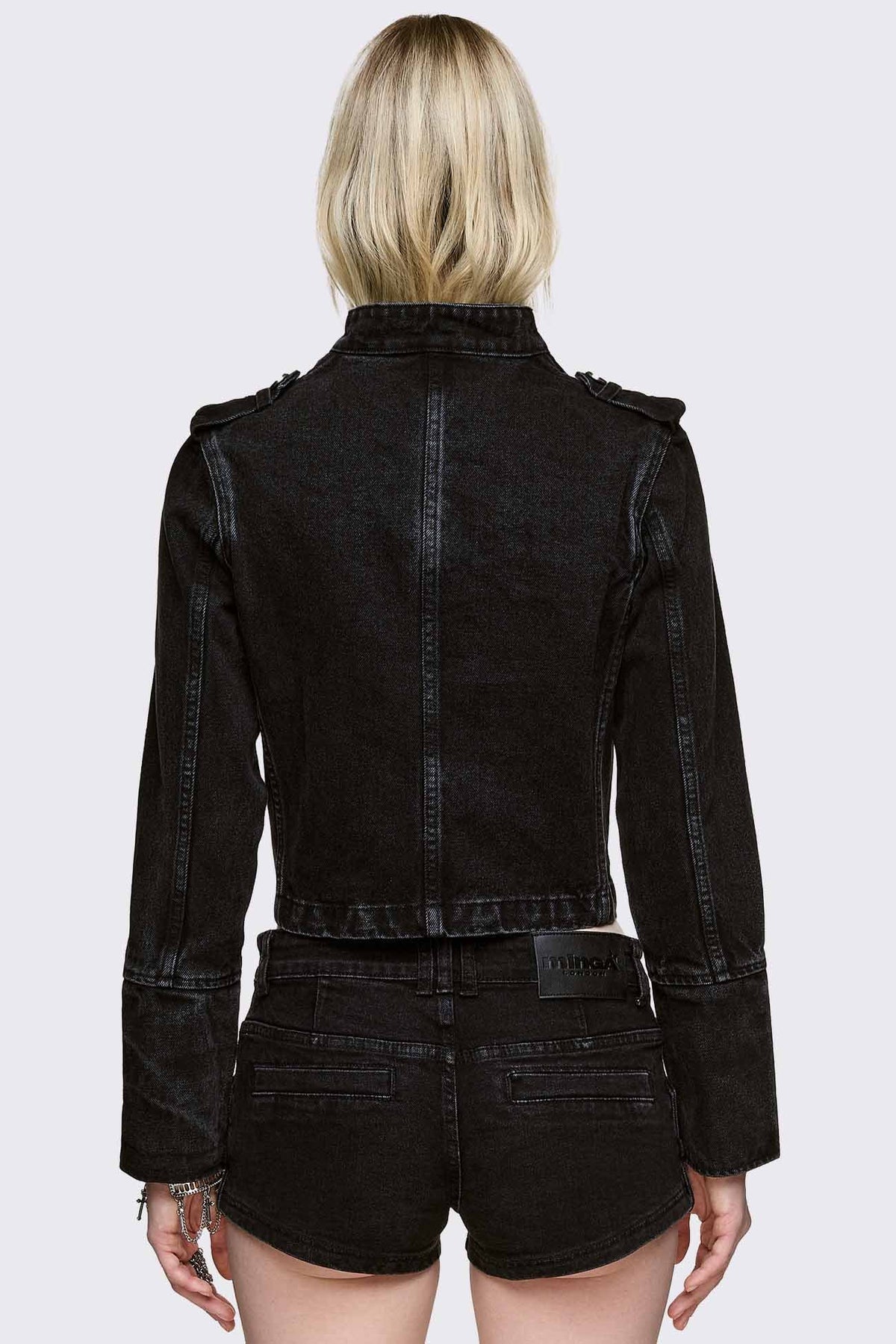 Hilda Military giacca in denim con borchie - Black Washed
