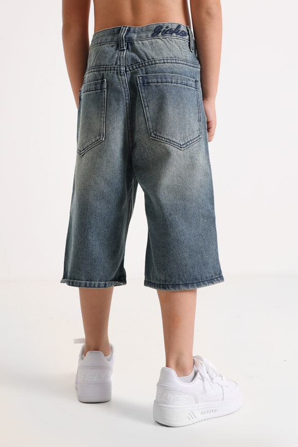 Short in denim a vestibilità baggy - Bleu medium usé