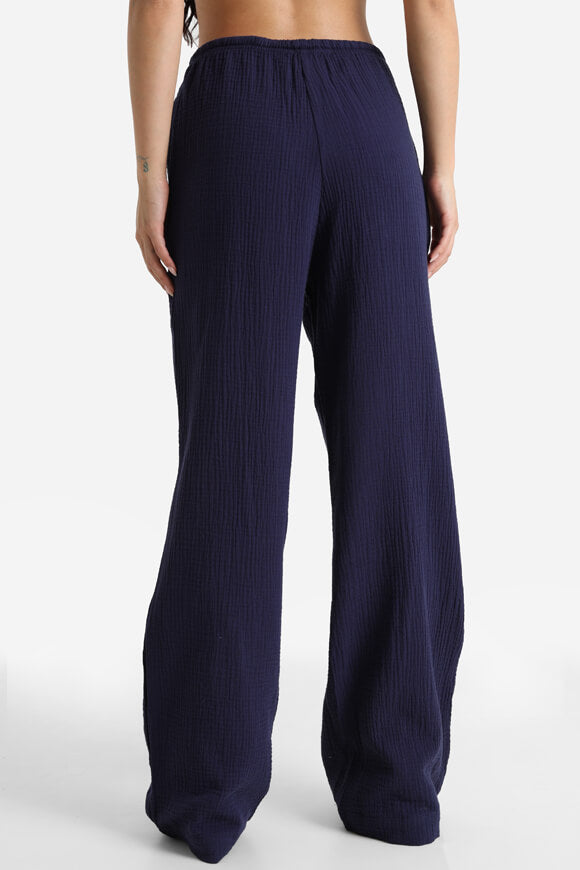 Wide leg muslin trousers - navy blue