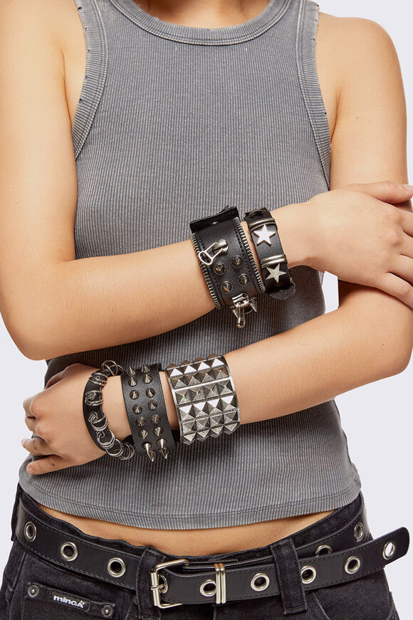 Lot de 5 bracelets - Oxidized Silver + Black
