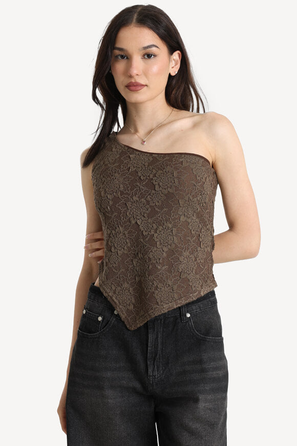 Top monospalla strutturato - marrone