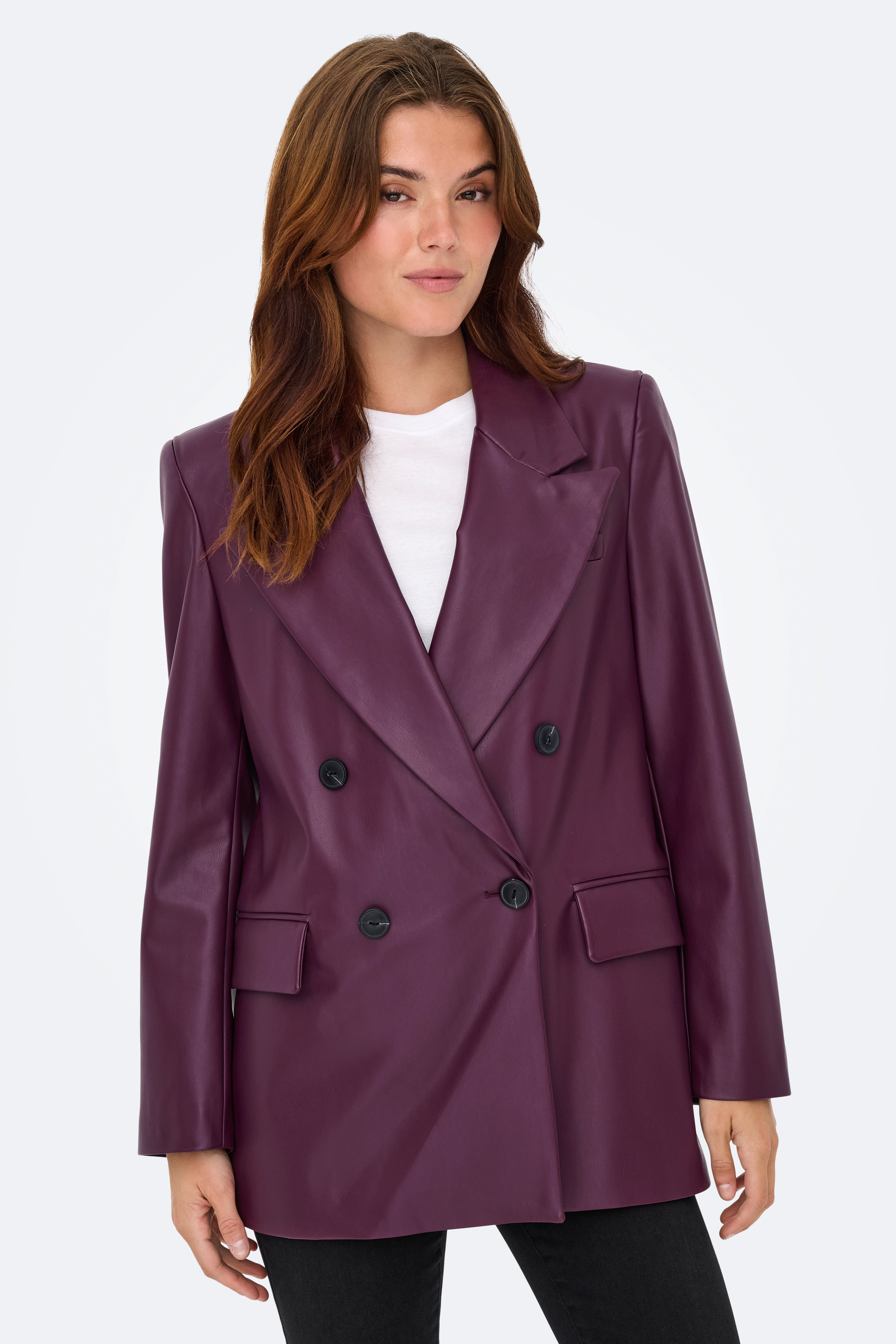ONLKAJA Kunstleder Blazer - Mauve Wine