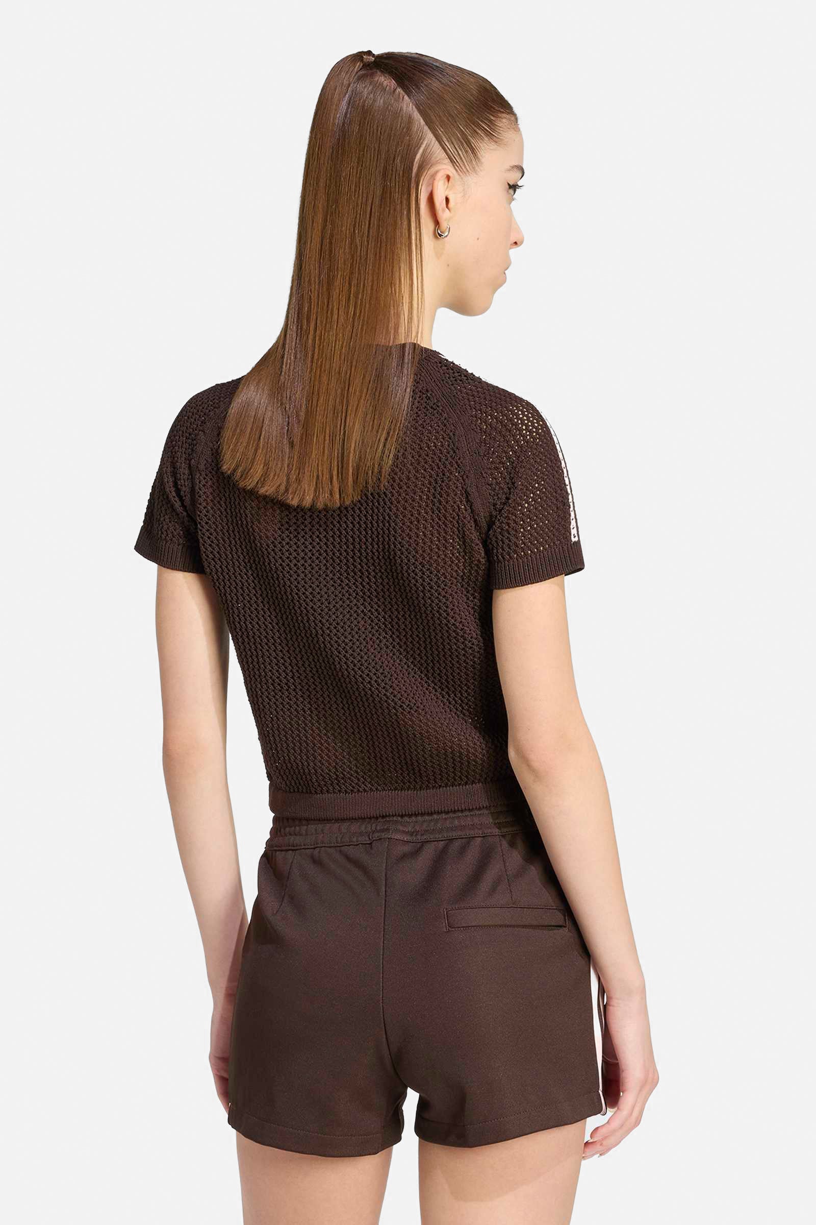 Crochet cropped T-shirt - Aurora Coffee