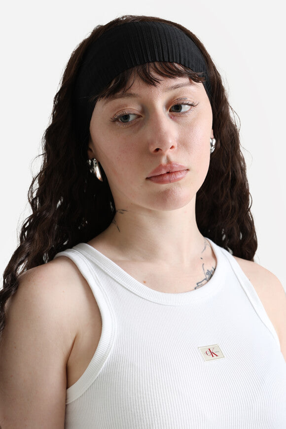 Canotta a coste Woven Label - Bianco brillante