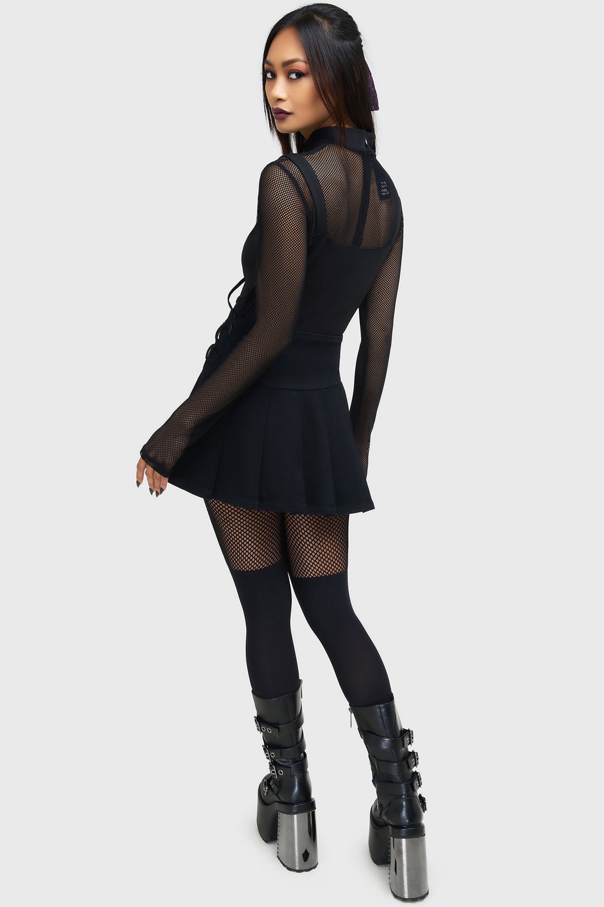 Techtrash long-sleeve cropped shirt - Black
