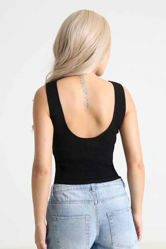 Crop top côtelé en tricot - Noir