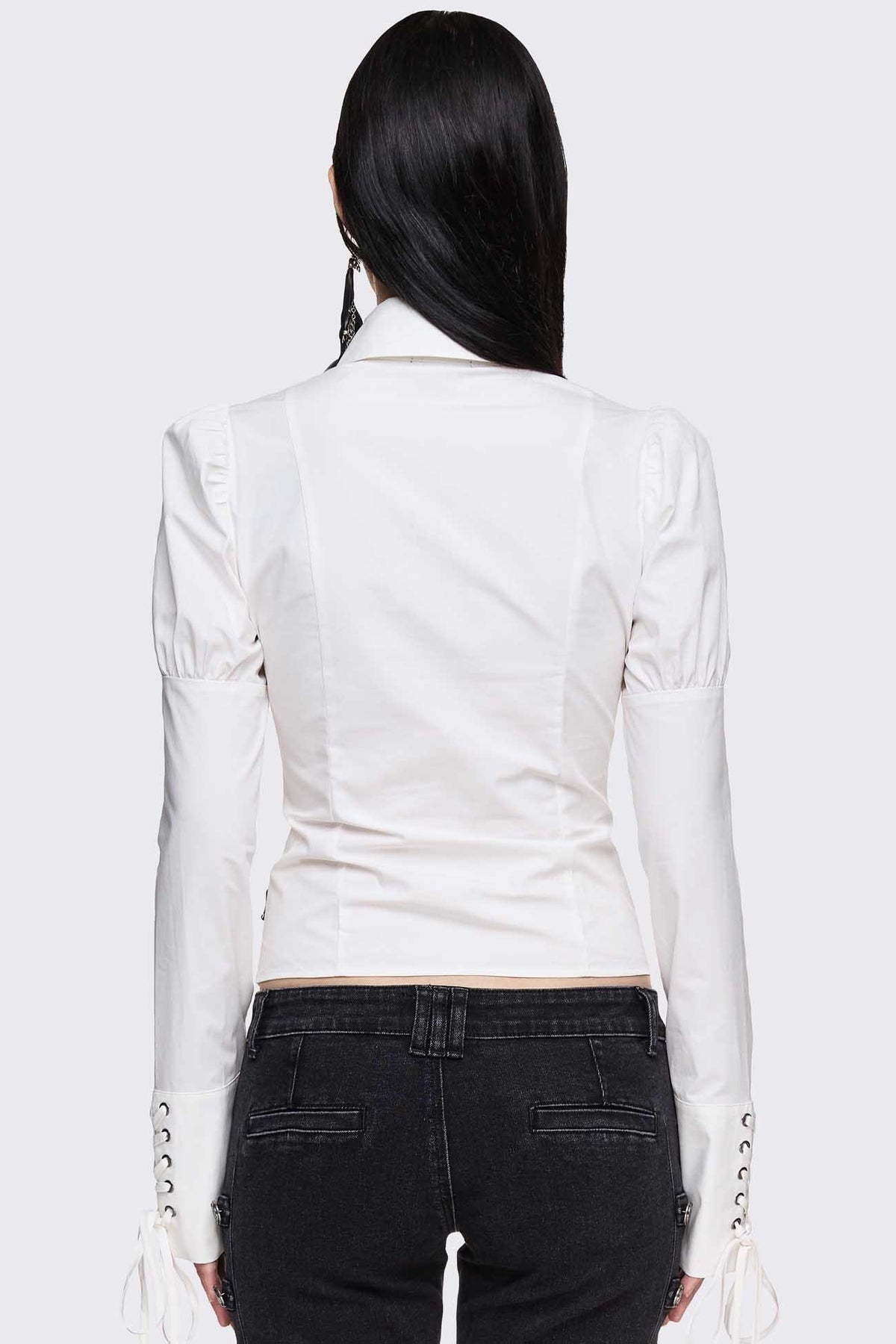 Lithium Lace-Up Hemd mit Nieten - White