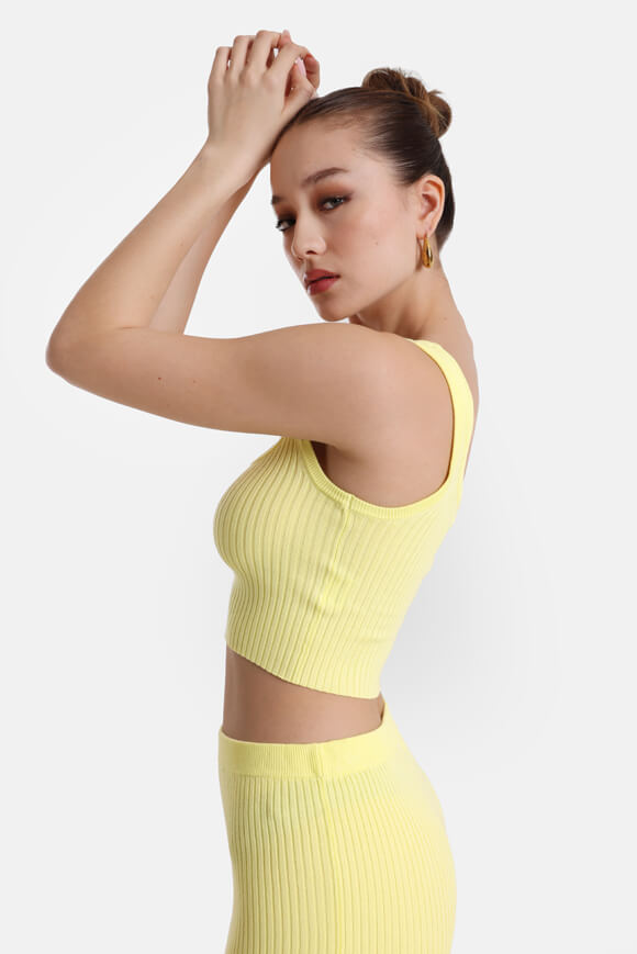 Ribbed crop knit top - yellow