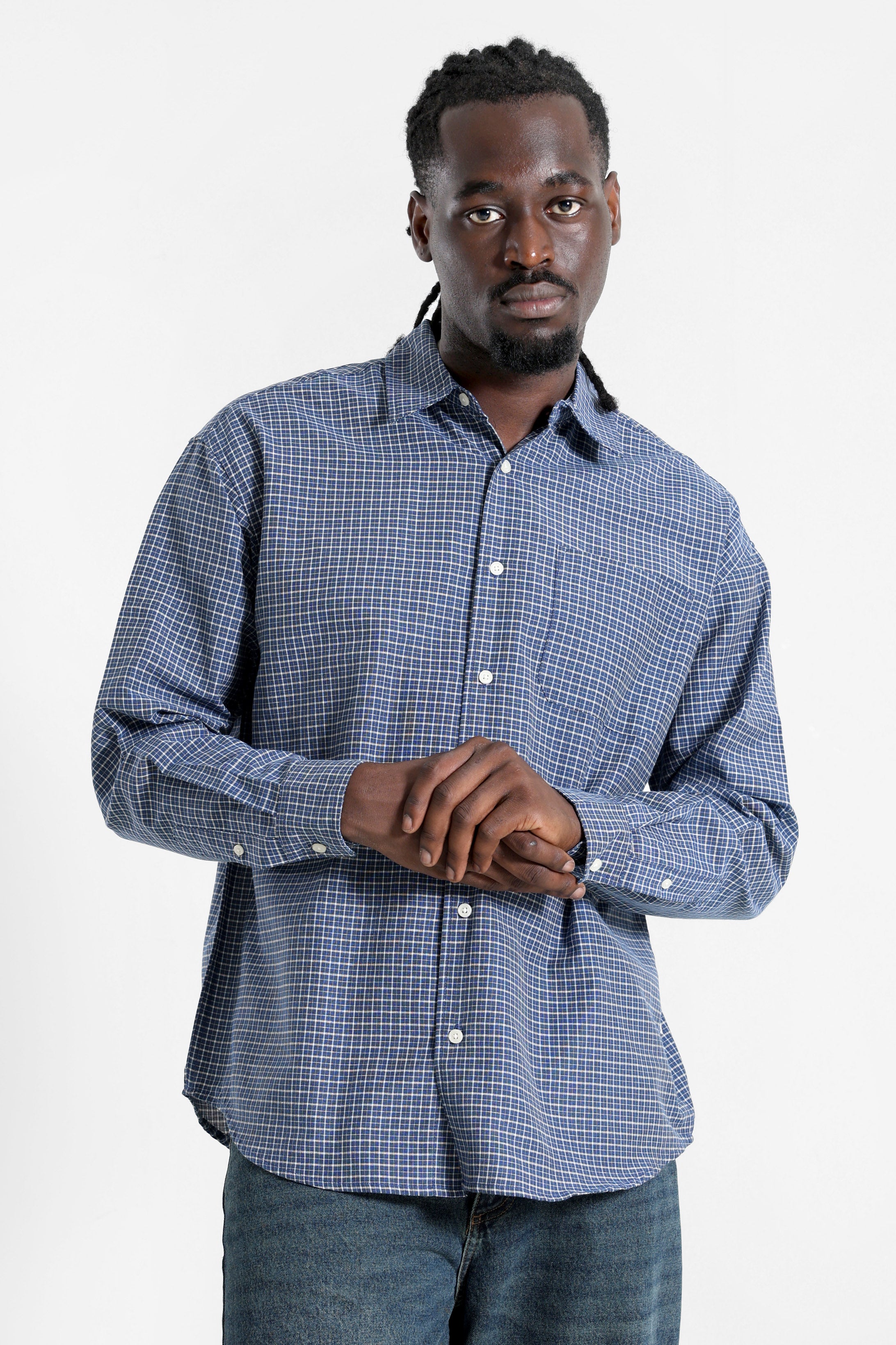 RRADAM Oversize Karohemd - Blue