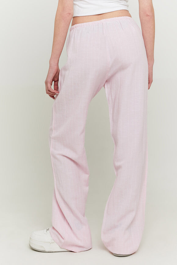 Pantaloni di lino a gamba larga - Pink + White
