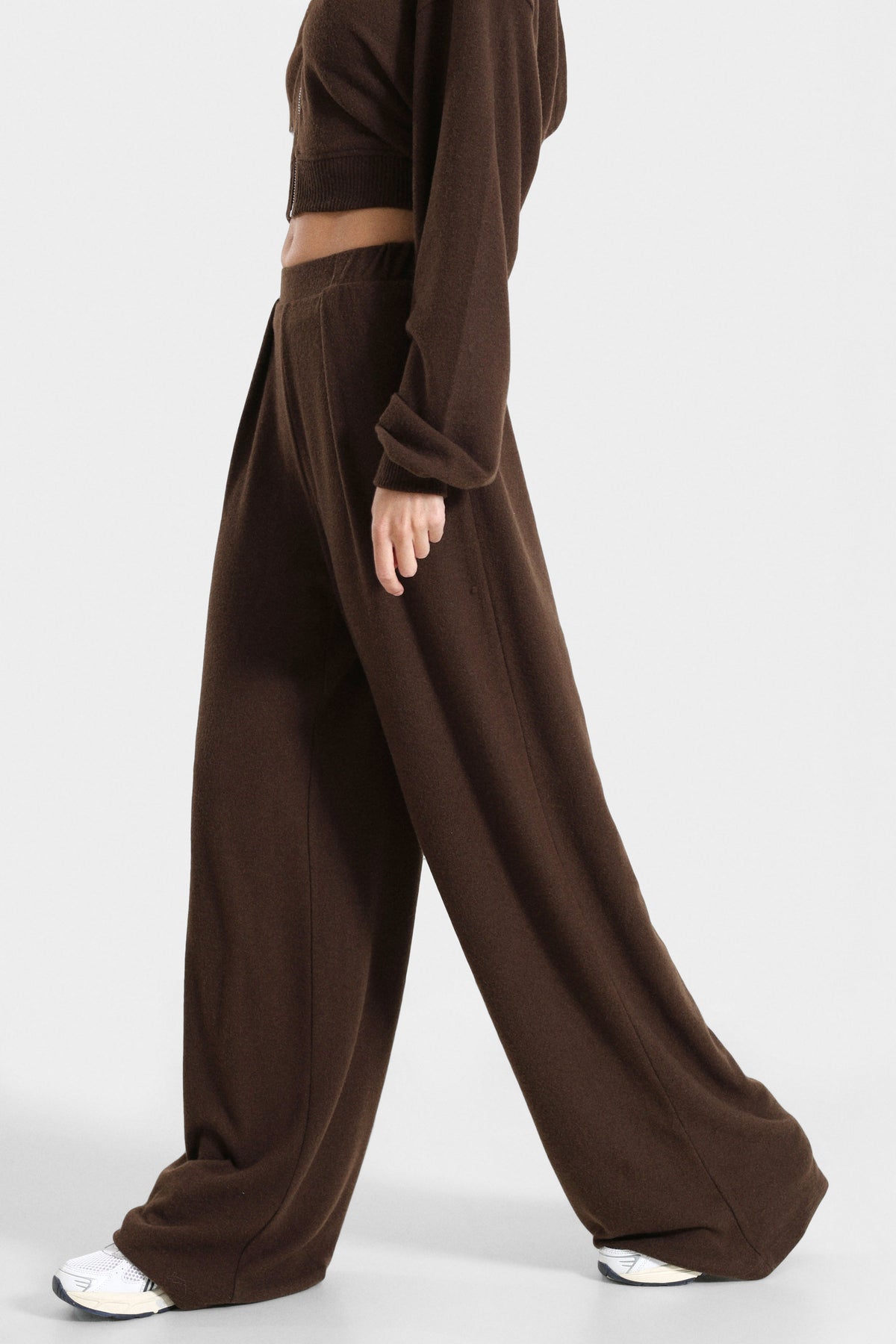 ONLAVELINE pantaloni a gamba larga in maglia - Coffee Bean Melange