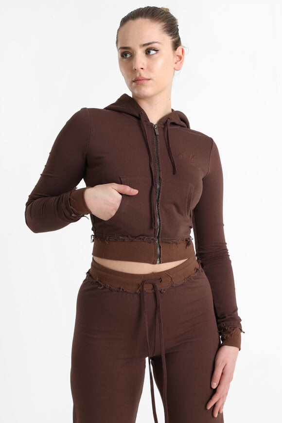 Giacca felpata con cappuccio - marrone