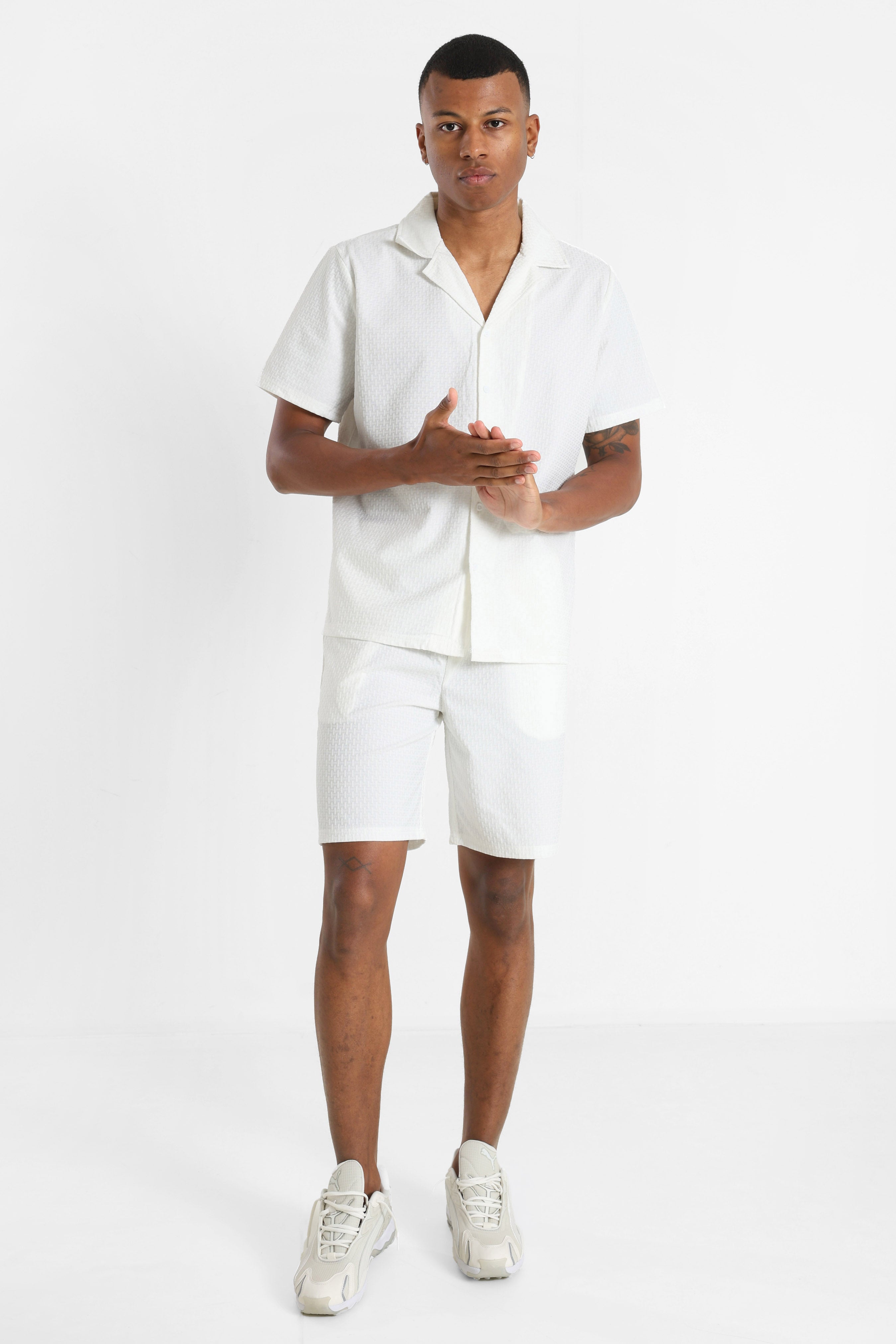 Strukturiertes Hemd - Offwhite