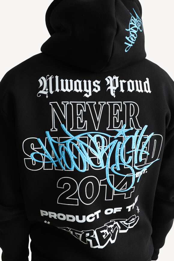Stamp Tag Oversize Kapuzensweatjacke - Black