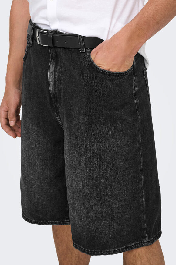 ONSCARL balloon fit denim shorts - Washed Black