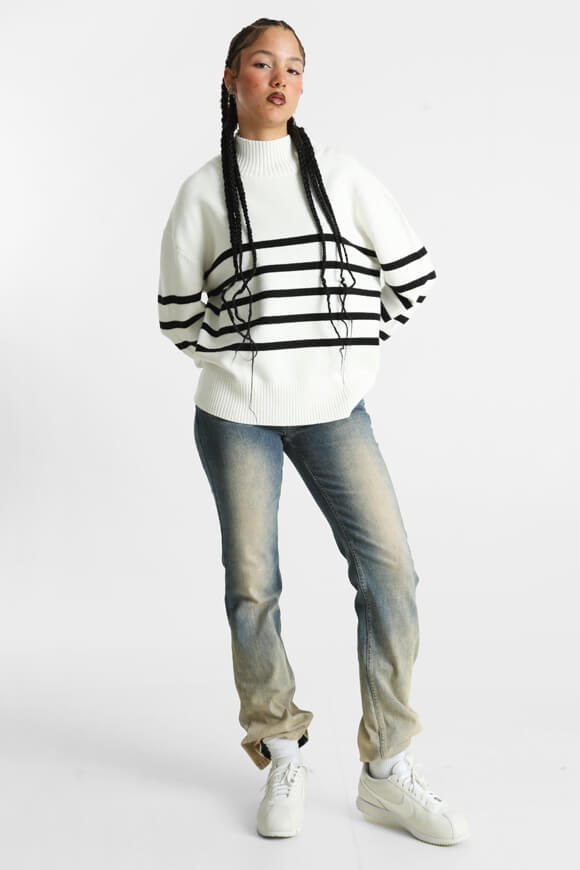 Pull ample en tricot - Blanc + Noir