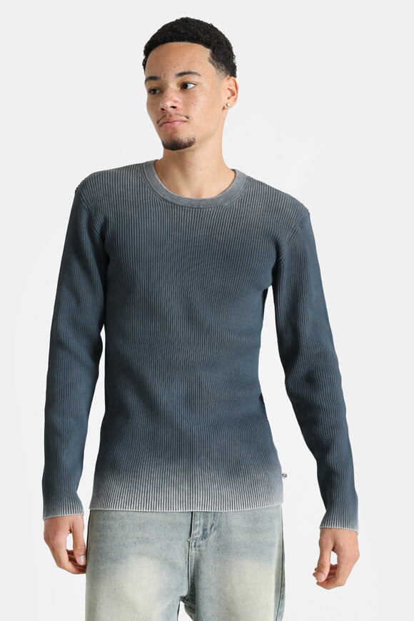 Pull en maille côtelée - Gris + Blanc