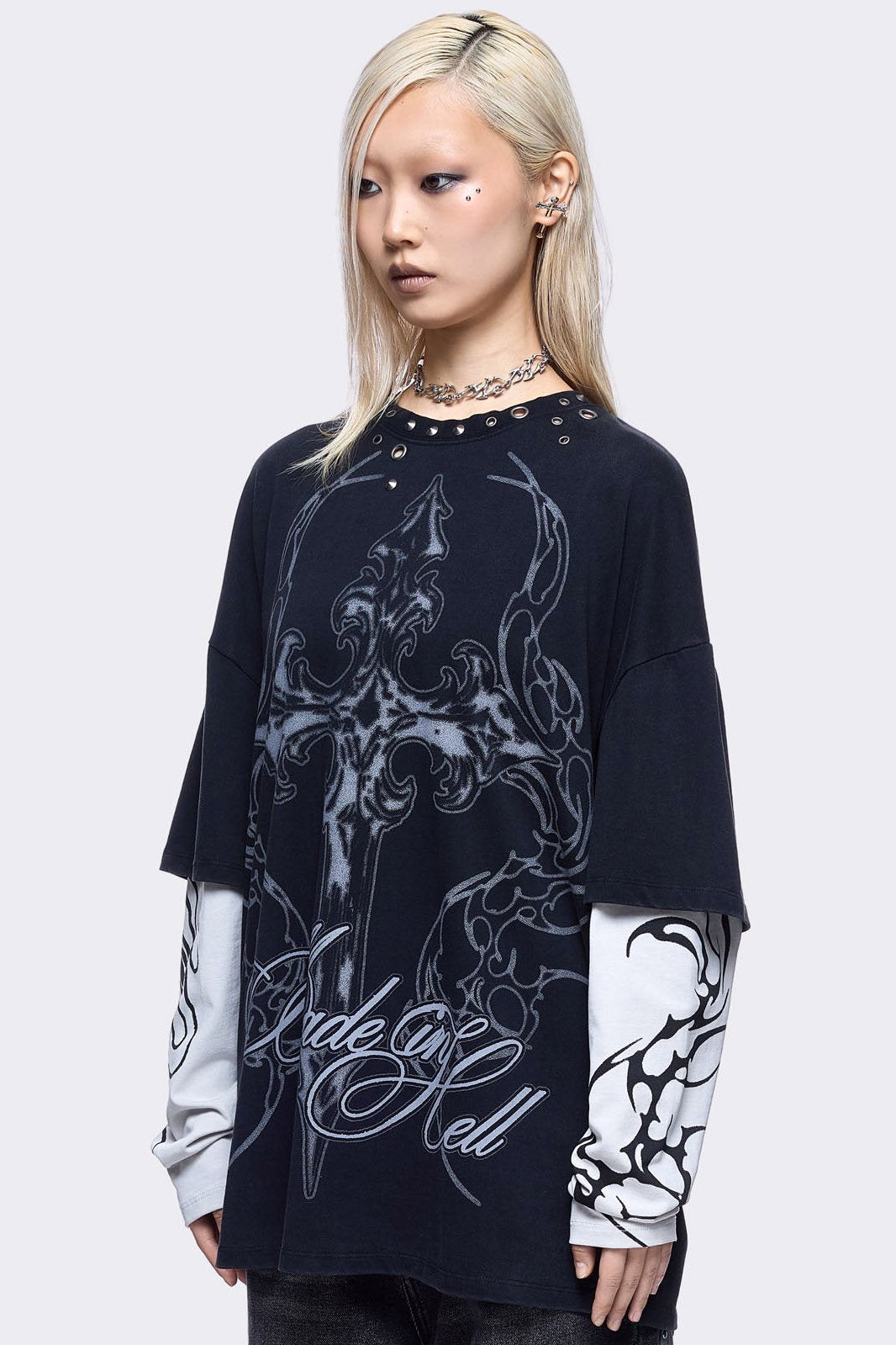 Made In Heel Langarmshirt - Black + Light Grey