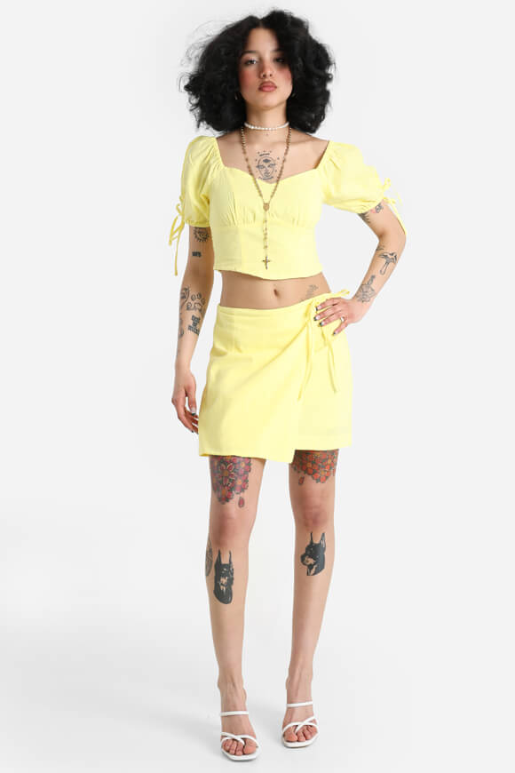 Off Shoulder Crop T-Shirt - Yellow