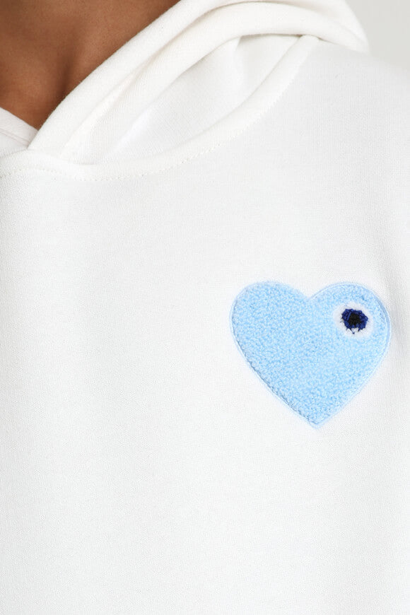 Heart sweatshirt à capuchon - Offwhite + Light Blue
