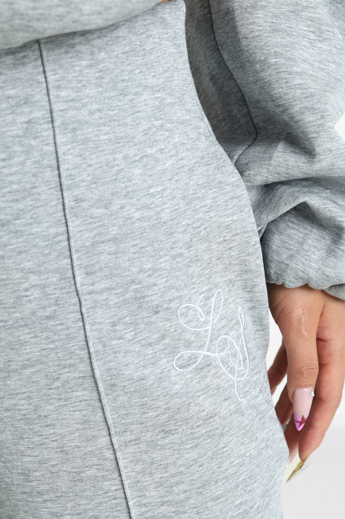 Pantalon wide leg en sweat - Gris chiné