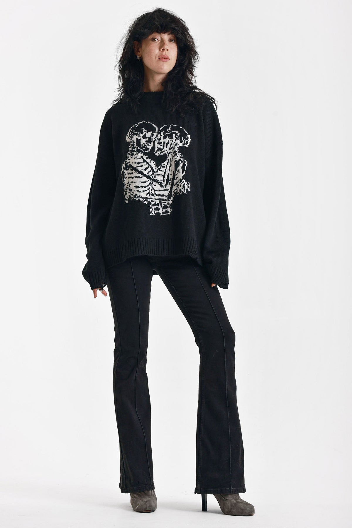 Maglione ampio in maglia Everlasting - Black + Ecru