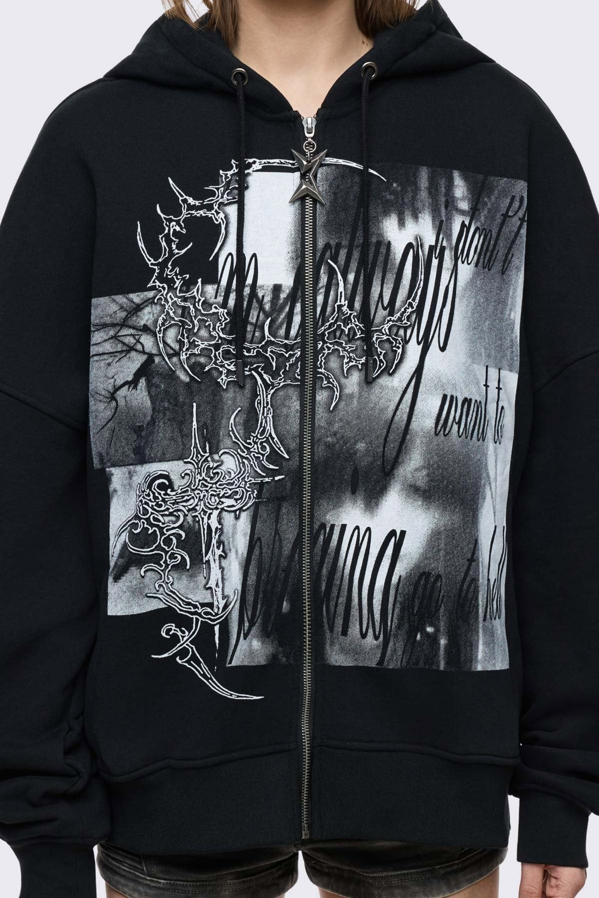 Go to Hell Oversize Kapuzensweatjacke - Black