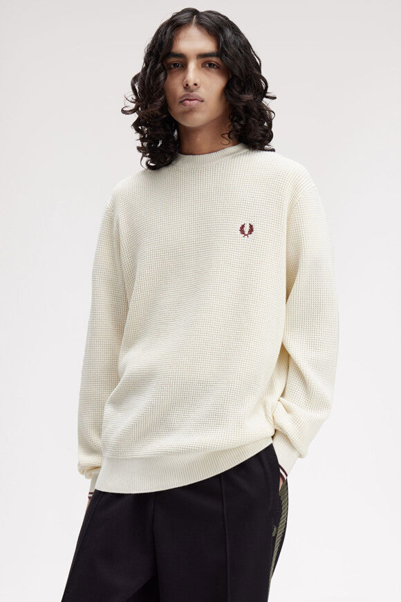 Strickpullover aus Waffelstoff - Offwhite